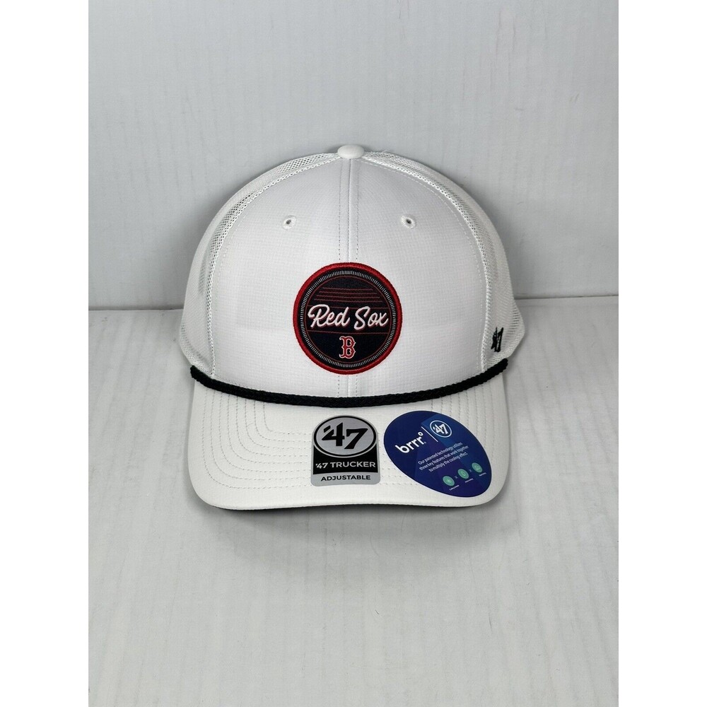 47 Brand Adult Boston Red Sox Trucker Hat Cap White Brrr Moisture Wicking NEW